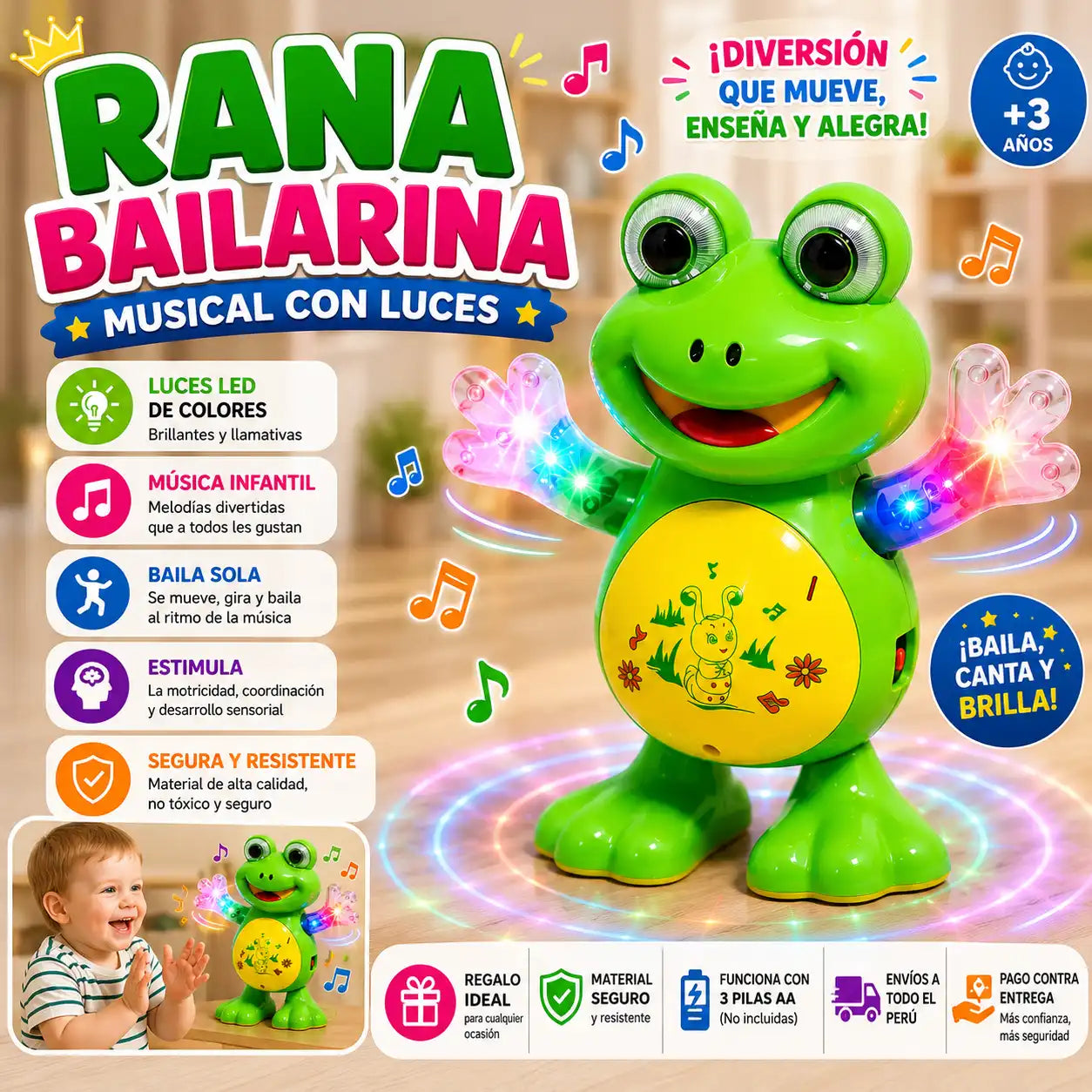 🐸 𝐑𝐚𝐧𝐚 𝐑𝐄𝐍𝐄 𝐁𝐚𝐢𝐥𝐚𝐫𝐢𝐧𝐚 𝐌𝐮𝐬𝐢𝐜𝐚𝐥 𝐜𝐨𝐧 𝐋𝐮𝐜𝐞𝐬 𝐋𝐄𝐃 𝐲 𝐒𝐨𝐧𝐢𝐝𝐨 🎶